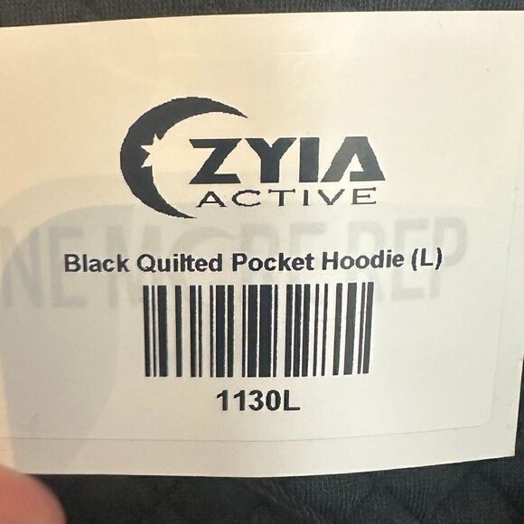 nwt Zyia Active Black Quilted Pocket Hoodie Size L - Picture 4 of 5
